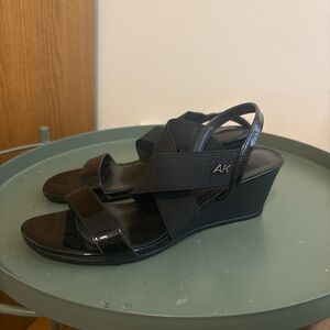 Anne Klein Black Wedge Sandals